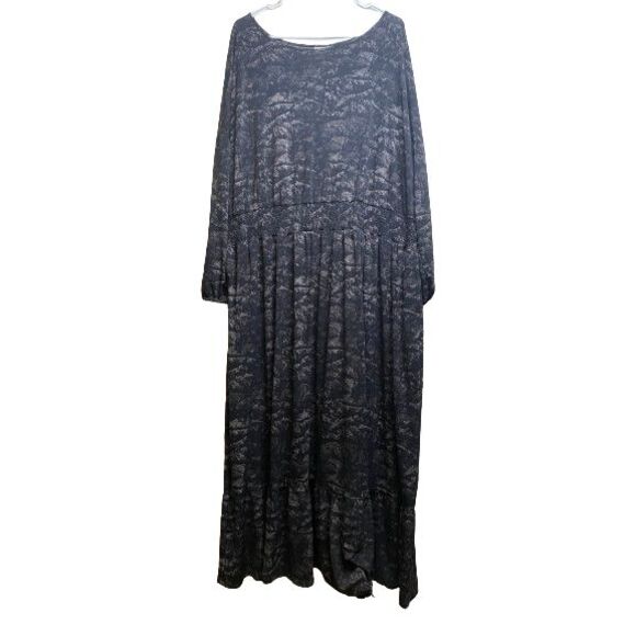 LuLaRoe Dress Womens 3XL XXXL Black Gray Maxi Long Tiered Lagenlook Spandex Lady - Picture 1 of 11